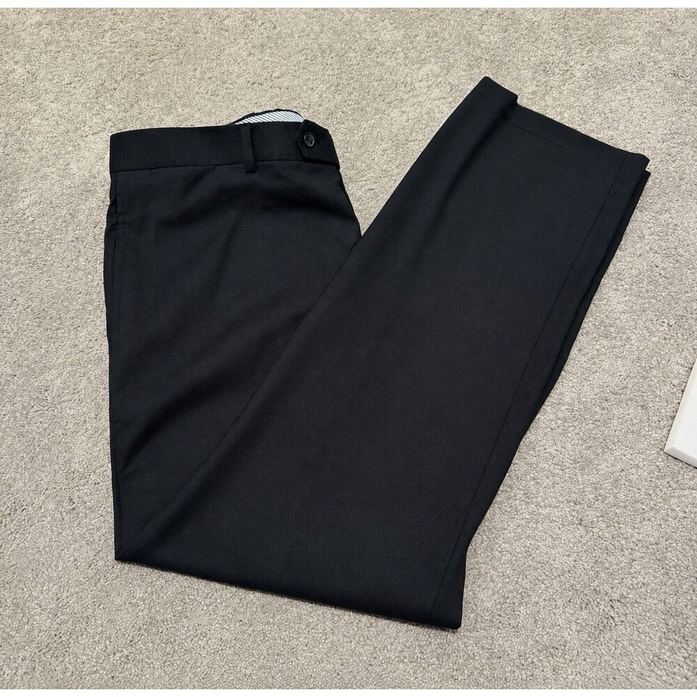 Tommy Hilfiger Wool Dress Pants Mens Black Classic Tailored Slacks 34x30